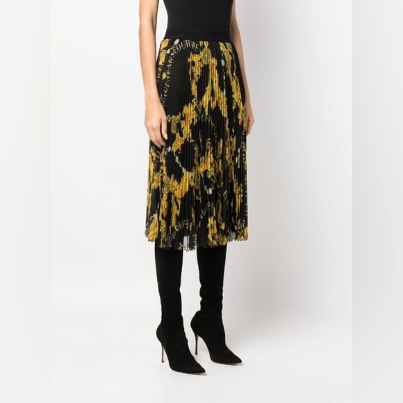 Versace Jeans Couture Chain Couture midi skirt Savage Barocco IT 48 US 12 pleats - Picture 3 of 9